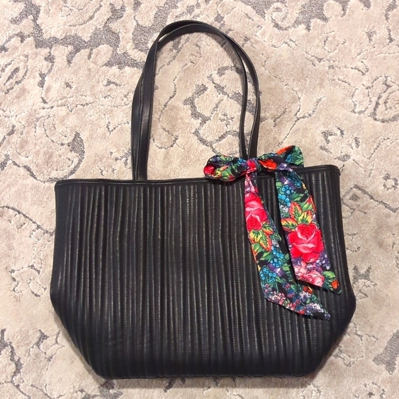 Betsey Johnson Handbags - Betsey Johnson Quilted Leather Tote Bag, Black
